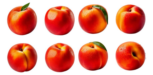 Fresh and Juicy Peaches Displayed on a White Background, Isolated on Transparent, white background