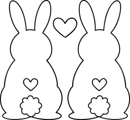 Cute animal couple rabbits with hearts, symbolizing love and affection