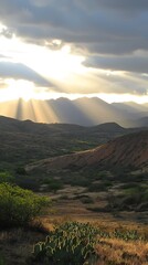 Scenic mountain landscape at sunset