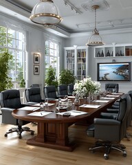 Fototapeta premium Interior of luxury office meeting room high resolution picture