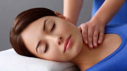 Obraz premium a close-up photograph in a korean clinic depicting a physical therapist applying manual massage ther