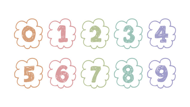 Hand drawn doodle style numbers vector illustrations