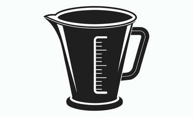 Measuring cup silhouette, Kitchen cup icon, Liquid measuring container, Black cup graphic, Cooking tool vector