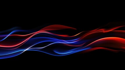 Naklejka premium Abstract red blue light waves, dark background, energy flow, design element