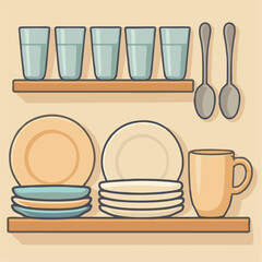 vector design of glass, plate and spoon