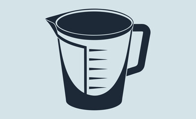 Measuring cup silhouette, Kitchen cup icon, Liquid measuring container, Black cup graphic, Cooking tool vector