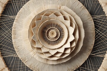 Obraz premium Intricate handcrafted radial pattern formed from layered bamboo sticks