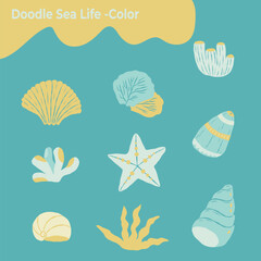 Doodle Sea Creatures and Marine Life 