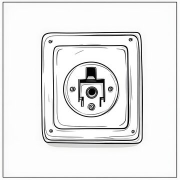 Professional hand-drawn sketch of Type F Schuko European ground outlet socket for electrical engineering designs