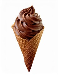 Delicious Chocolate Soft Serve Ice Cream in a Crispy Waffle Cone