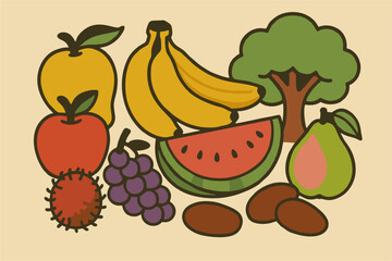 lots of fruit vectors