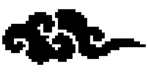 Pixel Asian clouds icon vector for decorative retro themes, old game designs, and cultural weather visuals. Ideal for pixel art, retro backgrounds, and arcade scenery.