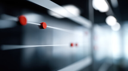 Close up of strategic diagram glass with markers modern office setting abstract background