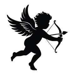 Cupid with Bow and Arrow silhouette vector illustration 
