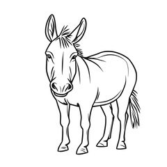 Obraz premium Line drawing of a donkey standing calmly against a plain background 