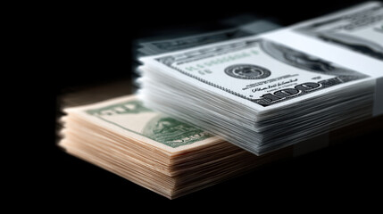 Naklejka premium Stacks of cash money currency financial investment wealth bills paper money dollar bills cash