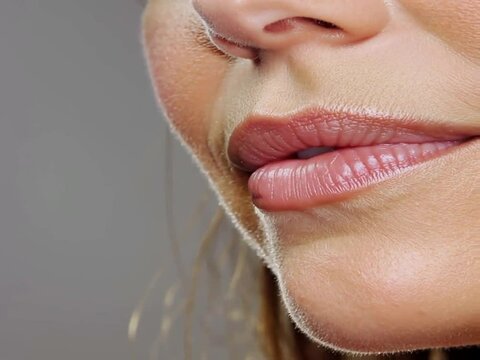 woman applying lip gloss