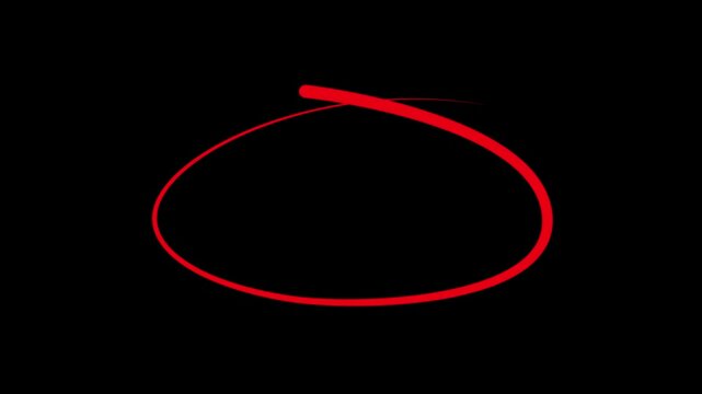 Circle marker with drawing effect, Animated red circle drawn, red marker pen style, doodle red circle marker and underline stroke, Red Circle Highlighter Scribble Animation on transparent background.