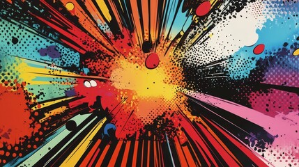 Colorful explosion dynamic abstract background with radiant rays and vibrant hues