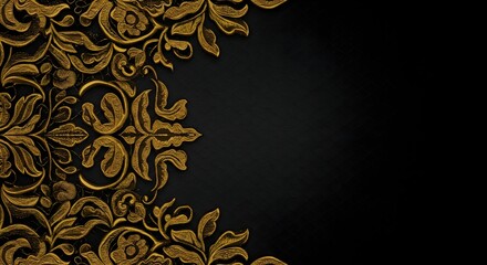 Elegant Golden Floral Lace Pattern on Dark Background Design