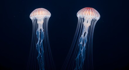 Graceful Jellyfish Floating in the Deep Ocean Depths