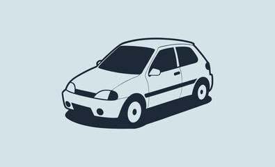Hatchback car silhouette, Car side view, Vehicle top view, Car front icon