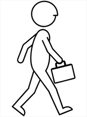 Corporate Worker Carrying Briefcase Black and White Minimalist Drawing for Business Concepts