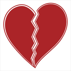 Red Broken Heart Icon Symbol of Heartbreak and Sadness