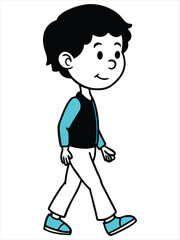 Cute Child Strolling in Comfortable Outfit Digital Artwork for Stock