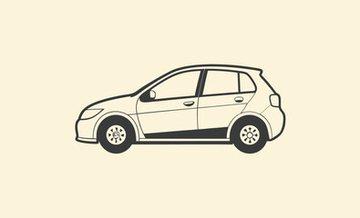 Hatchback car silhouette, Car side view, Vehicle top view, Car front icon