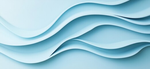 Fototapeta premium Soft Curves of Light Blue Paper Waves Creating an Abstract Background Ideal for Design and Artistic Projects