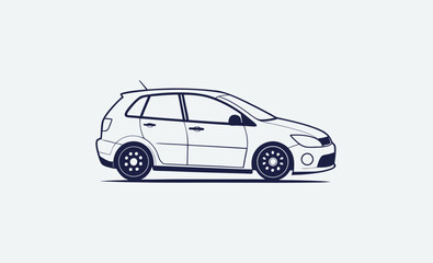 Hatchback car silhouette, Car side view, Vehicle top view, Car front icon