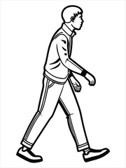 Minimalist Black and White Walking Figure Illustration