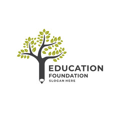 tree and pencil logo modern style, perfect for education logo design
