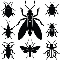 big insects color flat icons set