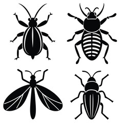 big insects color flat icons set
