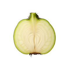 Highly Detailed Photorealistic Depiction of a Freshly Cut White Onion displaying its intricate layers and texture