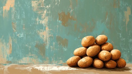 Rustic still life of potatoes painterly image of earthy vegetables