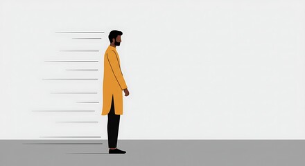 Obraz premium Moving Forward: Man in Traditional Attire with Motion Blur