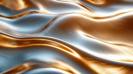 Fototapeta premium Abstract image of flowing, metallic, gold and silver waves. Shimmering, luxurious texture