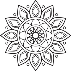 Flower Mandala Coloring Template – Intricate Symmetrical Pattern