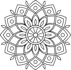 Flower Mandala Coloring Template – Intricate Symmetrical Pattern