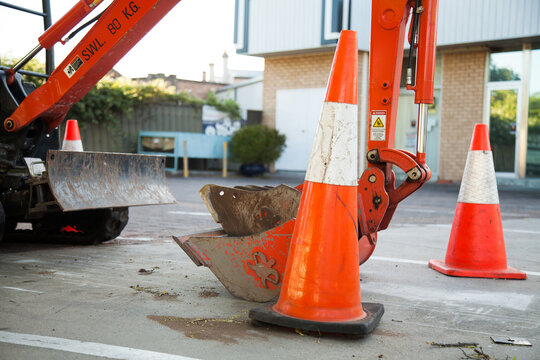 Safety cones marking off hazard work site