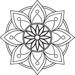 Flower Mandala Coloring Template – Intricate Symmetrical Pattern