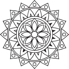 Fototapeta premium Flower Mandala Coloring Template – Intricate Symmetrical Pattern