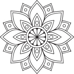 Flower Mandala Coloring Template – Intricate Symmetrical Pattern