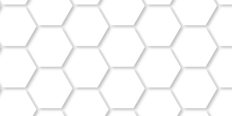 Abstract emboss white Hexagonal Background. Luxury White Pattern. Futuristic minimal honeycomb mosaic white background. geometric mesh cell texture. modern futuristic wallpaper.