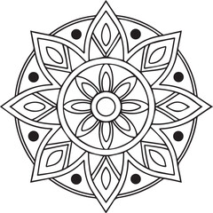 Flower Mandala Coloring Template – Intricate Symmetrical Pattern