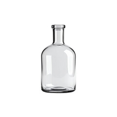Empty clear glass bottle mockup on 3d food shape drink on transparent background