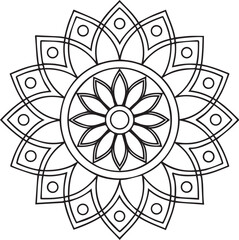 Flower Mandala Coloring Template – Intricate Symmetrical Pattern